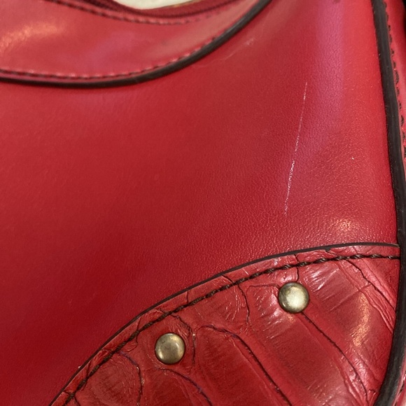 Vintage Y2K Red Vegan Leather Studded O-Ring Shoulder Bag❣️ - Picture 5 of 8